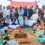 The MP and MLA performed the ground breaking ceremony for the 26 crores degree college to be built in Harli