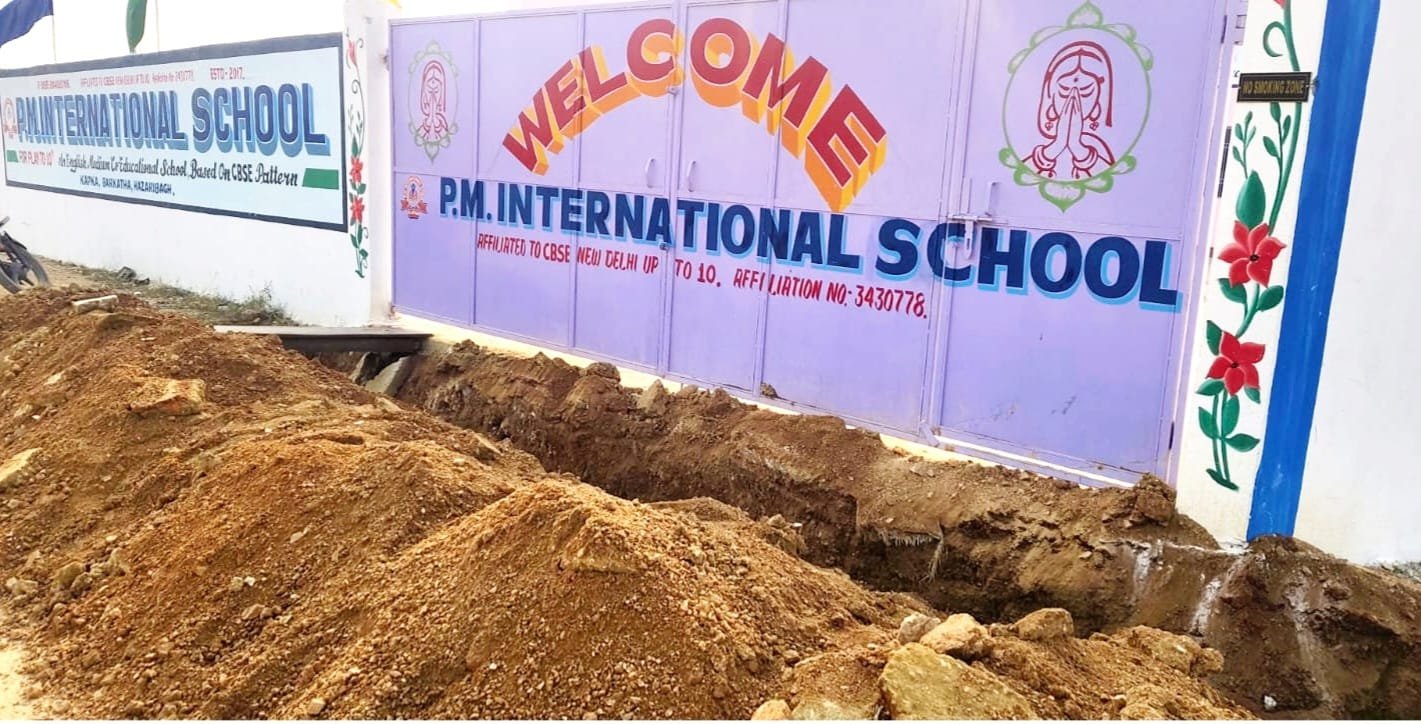A complaint was lodged with the CO and the police station regarding the cutting of the trench of the main gate and road of PM International School with a JCB machine