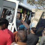 A major road accident was averted near the Barhi Gaya Road Over Bridge Maharani bus met with an accident but passengers were safe