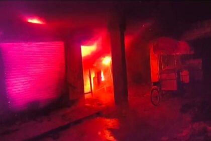 A massive fire broke out at an electronics shop on Jalpa Chhatarpur Road causing losses worth over Rs 30 lakh