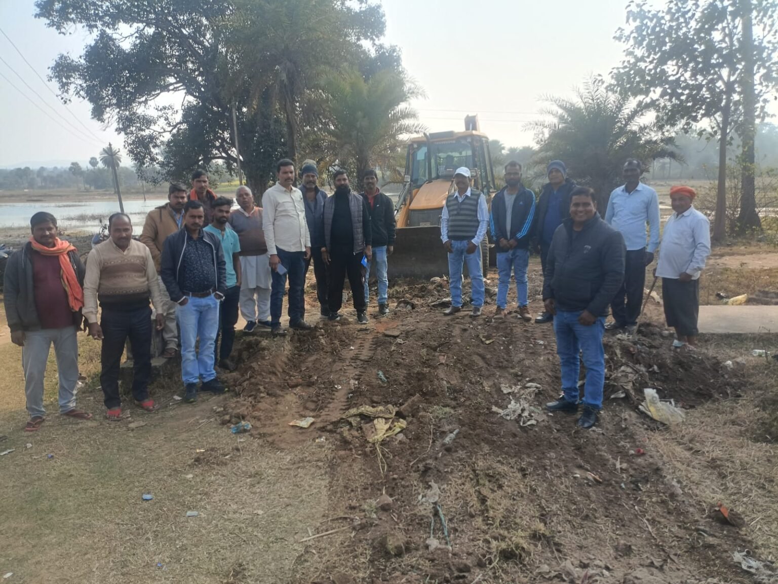 Deputy Chief America Mahato provided relief from mud and waterlogging by operating a bulldozer at his own expense