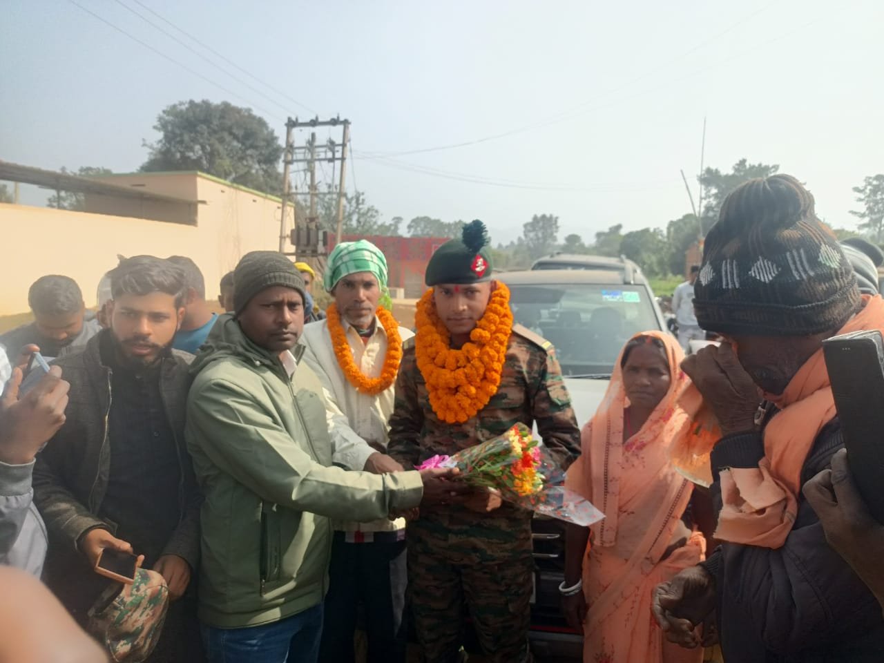Rajkumar Mahato son of Rameshwar Mahato a resident of Palandu has been selected as a clerk in the Territorial Army bringing joy to the village