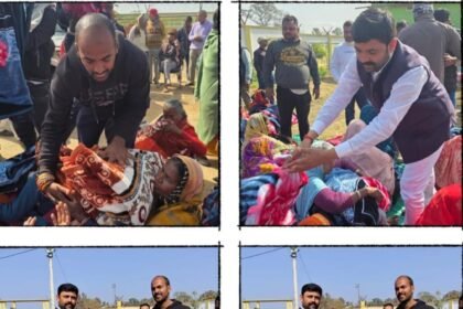 Social worker Baban Singh set an example by distributing blankets among the poor and helpless